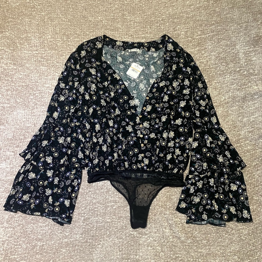 Free People floral bodysuit.